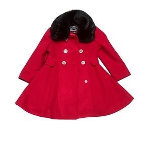 Rothschild Red Kids Coat with Black Collar